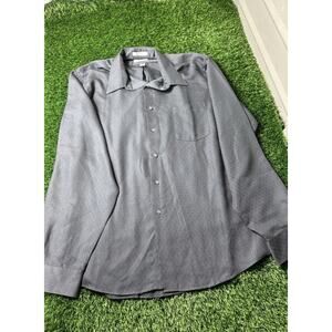 Van Heusen Flex Collar Dress Shirt Mens 17 36/37 XL Long Sleeve Gray Classic Fit